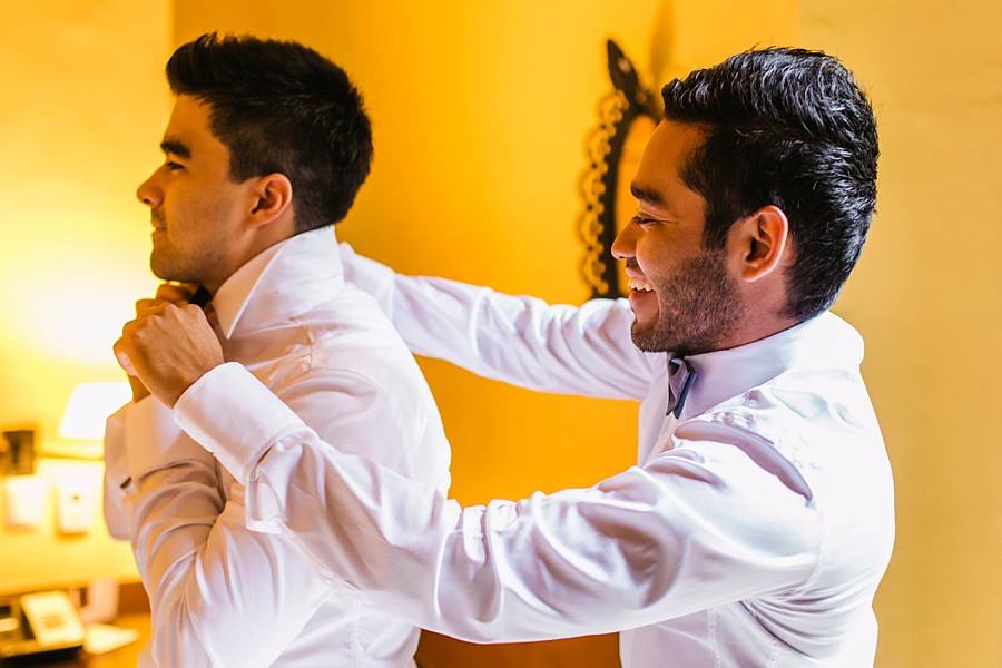 Groom getting ready at Destination Wedding