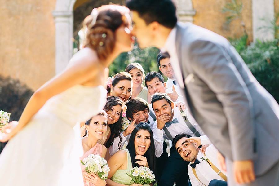 Bride and Groom kissing at Destination Wedding