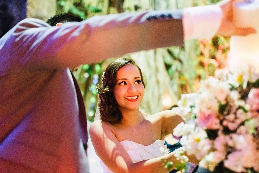 Happy bride smile at destination wedding in Yucatan