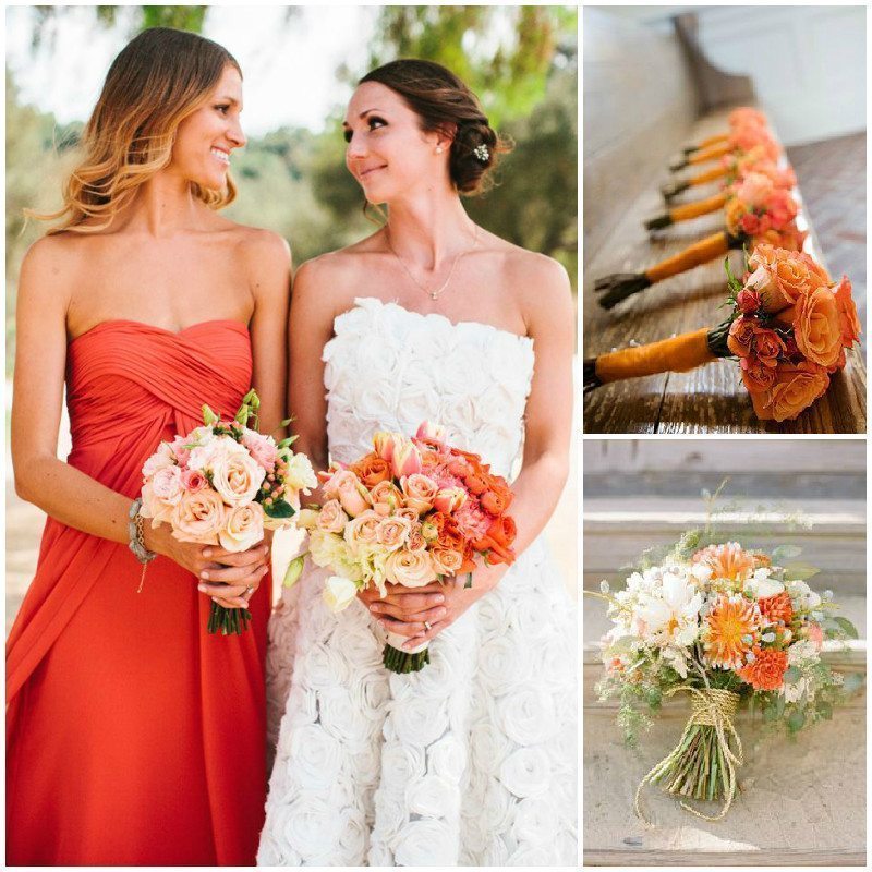 Bridesmaid + Bouquet Wedding - Tangerine Color