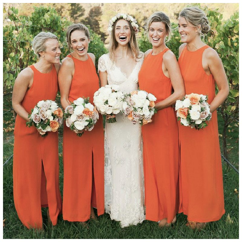 Bridesmaid + Bride Tangerine Color