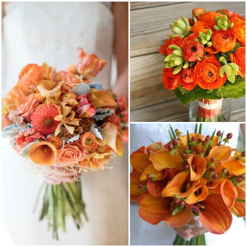 Wedding Bouquet Tangerine Color