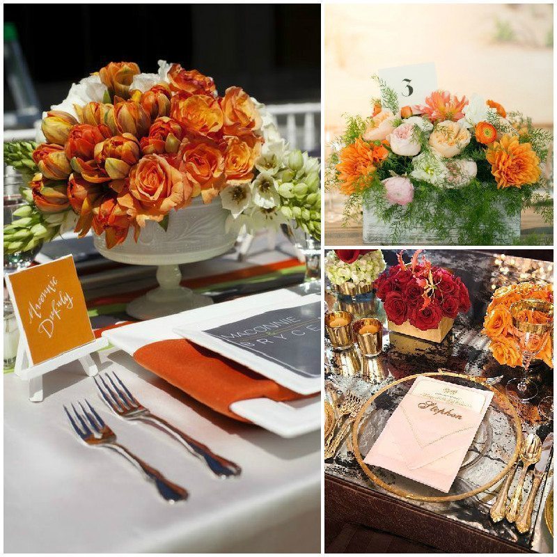 Wedding Table Decoration - Tangerine Color