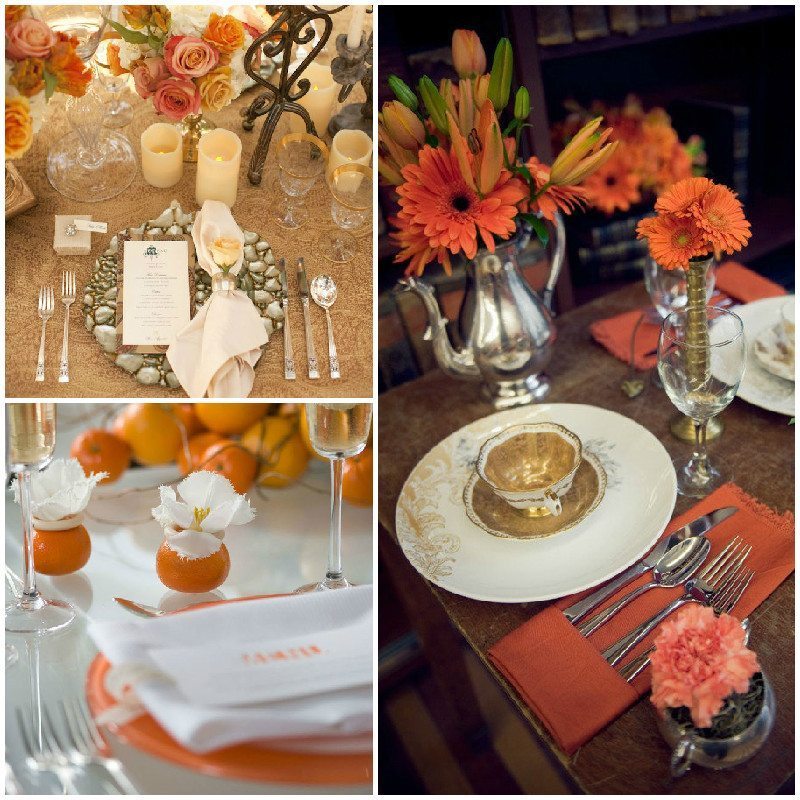 Wedding table decoration - Tangerine Color