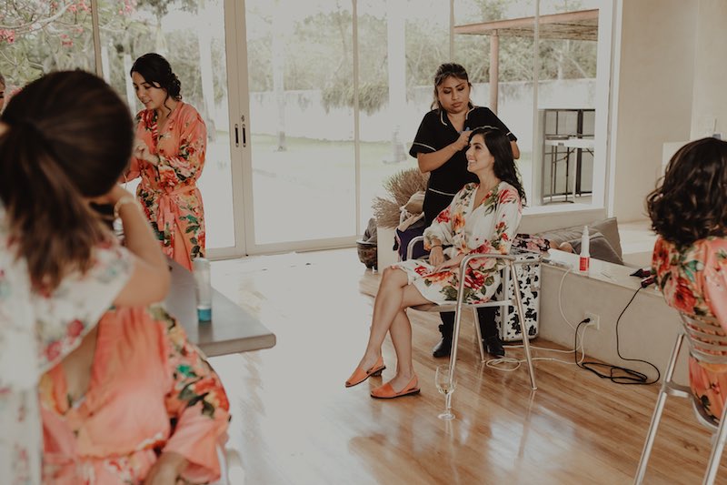 bride getting ready at casa sisal