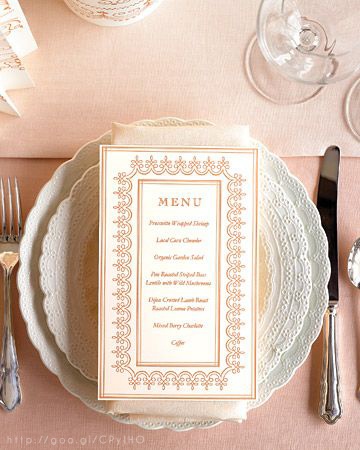 Rose Gold Wedding menu design