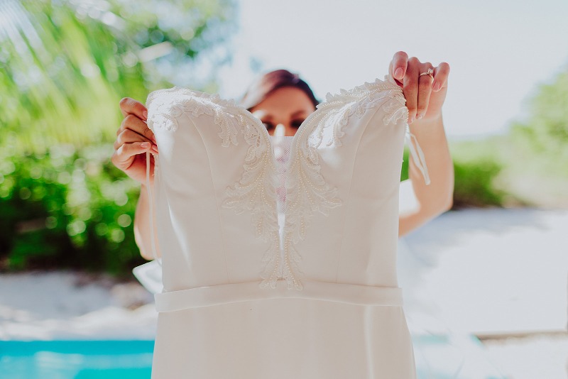 Wedding dress tropical beach