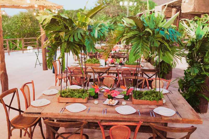 tropical style foliage at event furniture beach