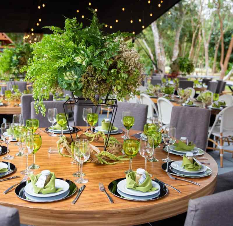 Minimalist forest table in event furniture.