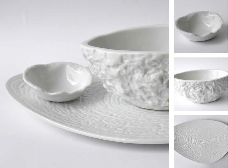 White tableware for a beach wedding