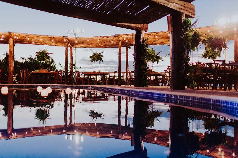 Wedding decoration beach swimming pool
