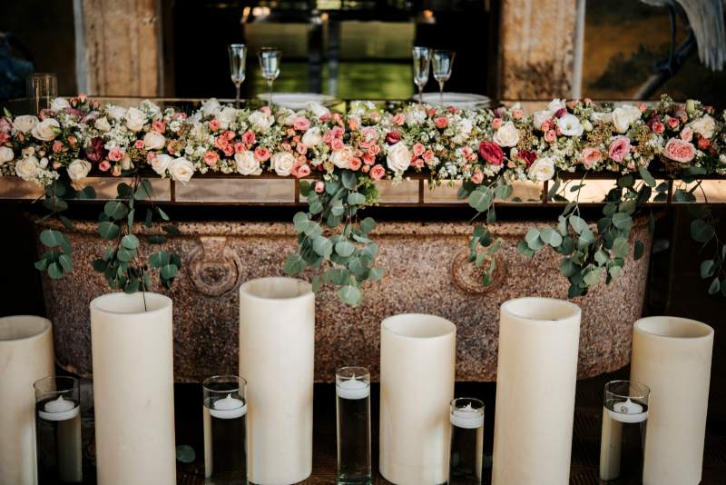 Decoration with flowers and candles