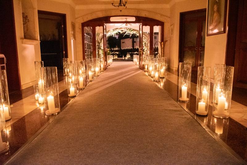 Beautiful decoration with candles for the wedding