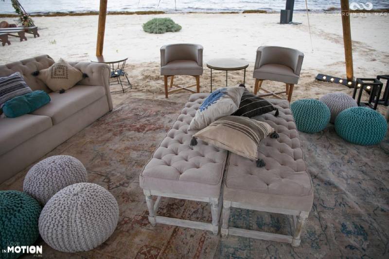 Beautiful wedding furniture on the beach