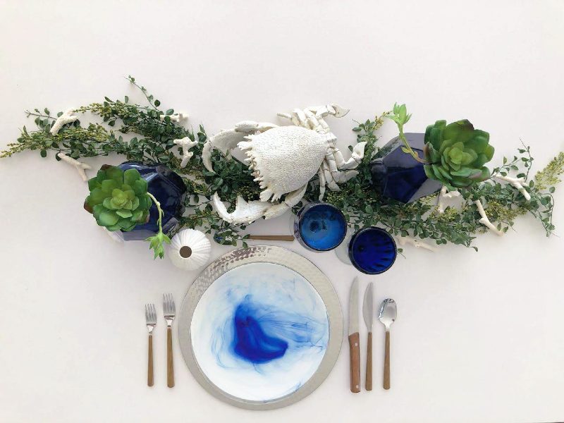 Beautiful tableware in shades of blue